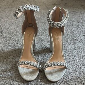 Elegant Silver Heeled Sandals
